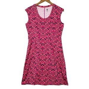 Title Nine Dream‎ Dress Womens Medium Pink Geometric Print Zip Pocket Cap Sleeve